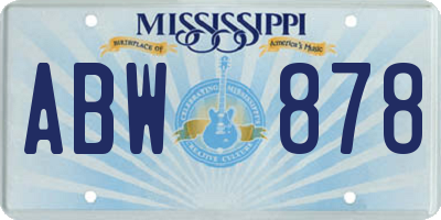 MS license plate ABW878