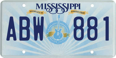 MS license plate ABW881