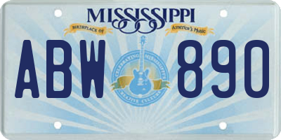 MS license plate ABW890