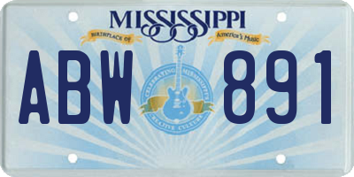MS license plate ABW891