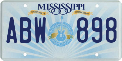MS license plate ABW898