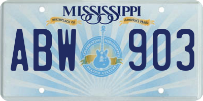 MS license plate ABW903