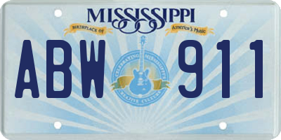 MS license plate ABW911