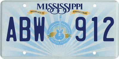 MS license plate ABW912