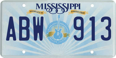 MS license plate ABW913