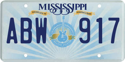 MS license plate ABW917