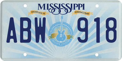 MS license plate ABW918