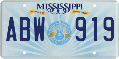 MS license plate ABW919