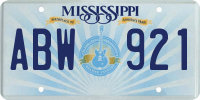 MS license plate ABW921