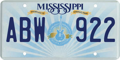 MS license plate ABW922
