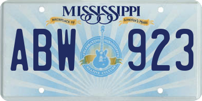 MS license plate ABW923
