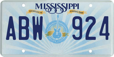MS license plate ABW924