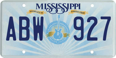 MS license plate ABW927