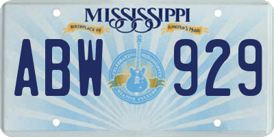 MS license plate ABW929