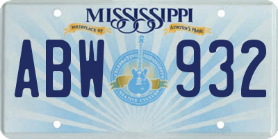 MS license plate ABW932