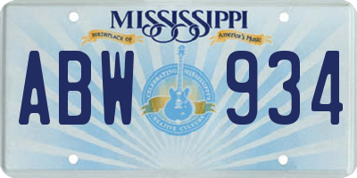 MS license plate ABW934
