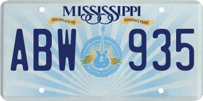 MS license plate ABW935