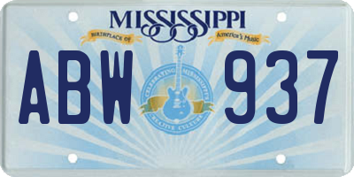 MS license plate ABW937