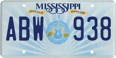 MS license plate ABW938