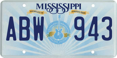 MS license plate ABW943