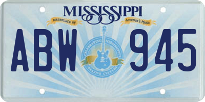 MS license plate ABW945