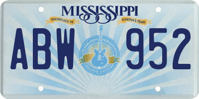 MS license plate ABW952
