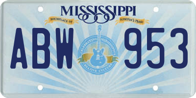 MS license plate ABW953