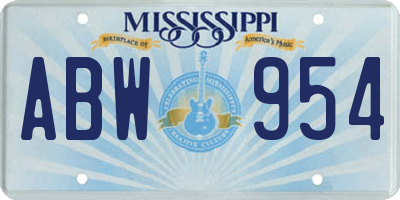 MS license plate ABW954
