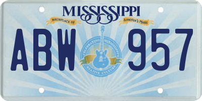 MS license plate ABW957