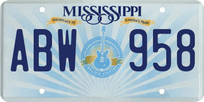 MS license plate ABW958