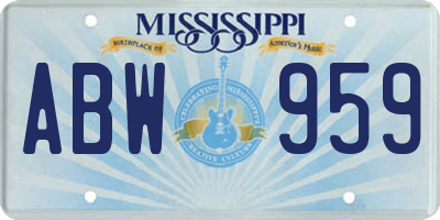 MS license plate ABW959