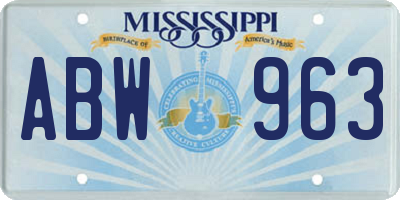 MS license plate ABW963