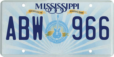 MS license plate ABW966