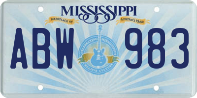 MS license plate ABW983