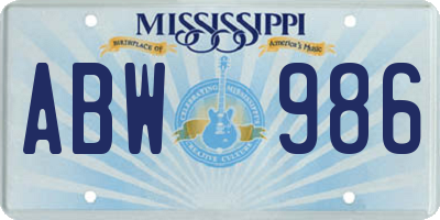 MS license plate ABW986