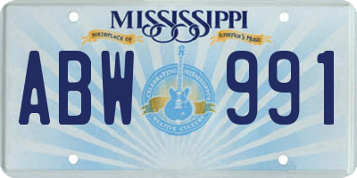 MS license plate ABW991