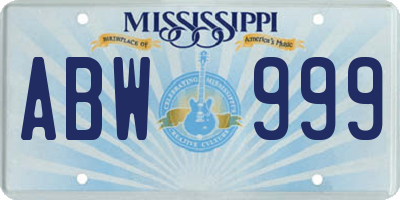 MS license plate ABW999