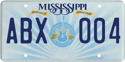 MS license plate ABX004
