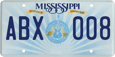 MS license plate ABX008