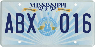 MS license plate ABX016