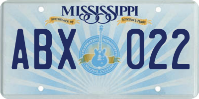 MS license plate ABX022