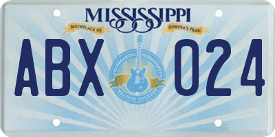 MS license plate ABX024