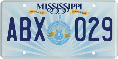 MS license plate ABX029