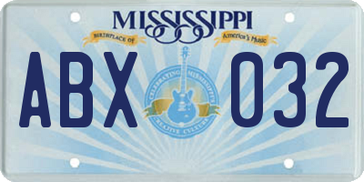 MS license plate ABX032