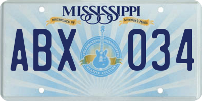 MS license plate ABX034