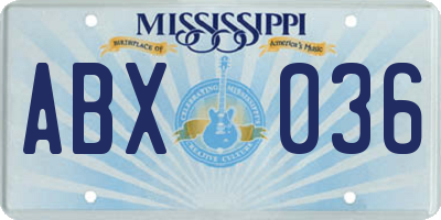 MS license plate ABX036