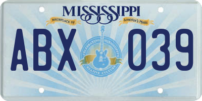 MS license plate ABX039