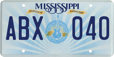 MS license plate ABX040
