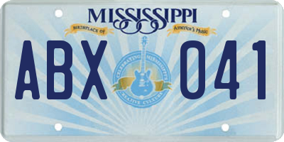 MS license plate ABX041