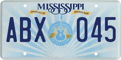 MS license plate ABX045